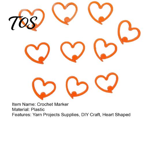 Locking Stitch Markers 10 Pcs Heart-Shaped Markers, Plastic Crochet Marker Rings Holders for Knitting DIY Craft Clothing Tag, Yarn Projects