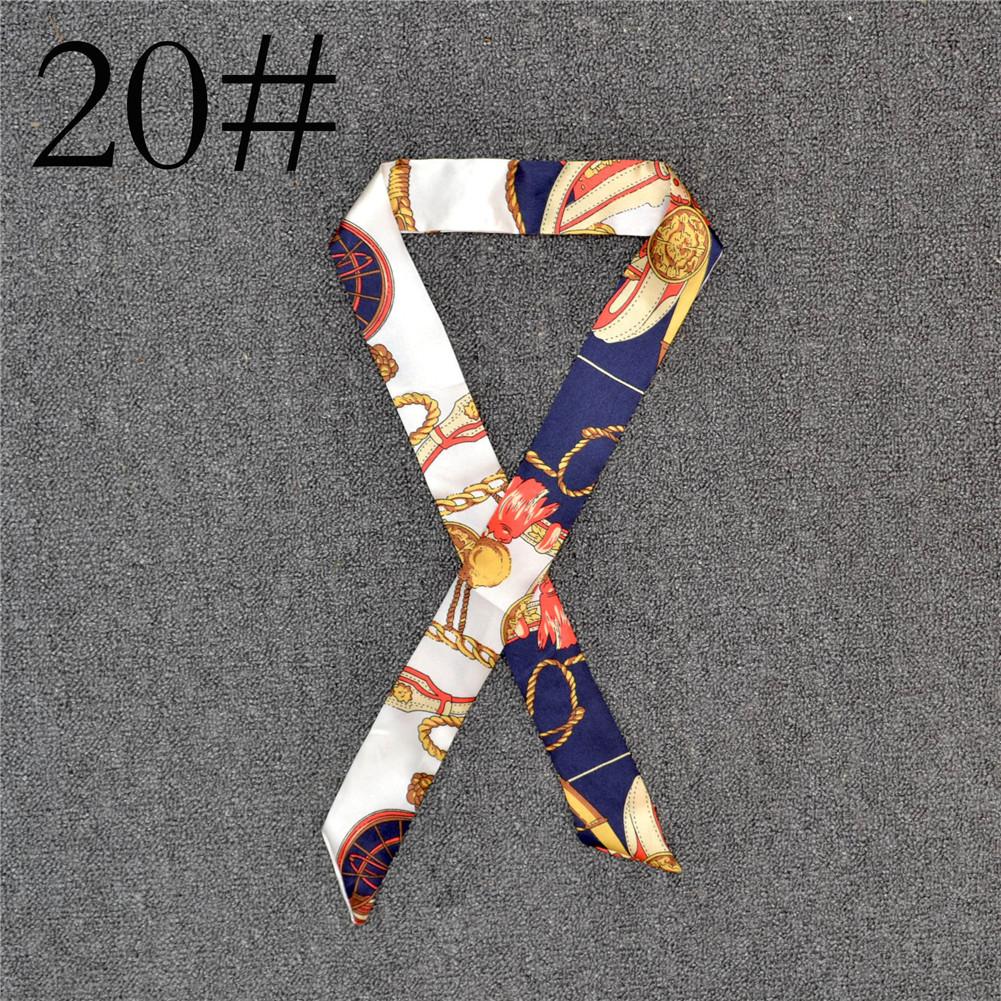 Fashion Color Printing Long Silk Scarf Women Ribbon Neckerchief Print 4cm Thin Narrow Scarves Bag Hair Band Ribbon Headscarve