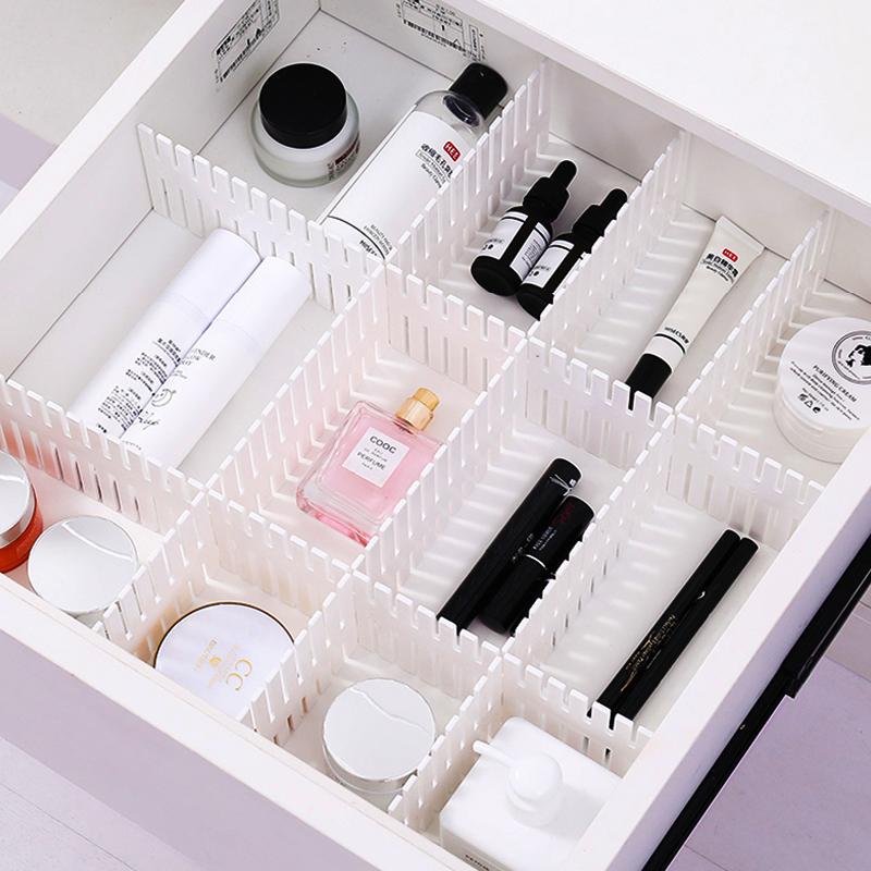pink 10pcs 37*7cm DIY Adjustable Storage Partition Board Plastic Drawer Divider Combination Partition Board Space-saving Division Organizer