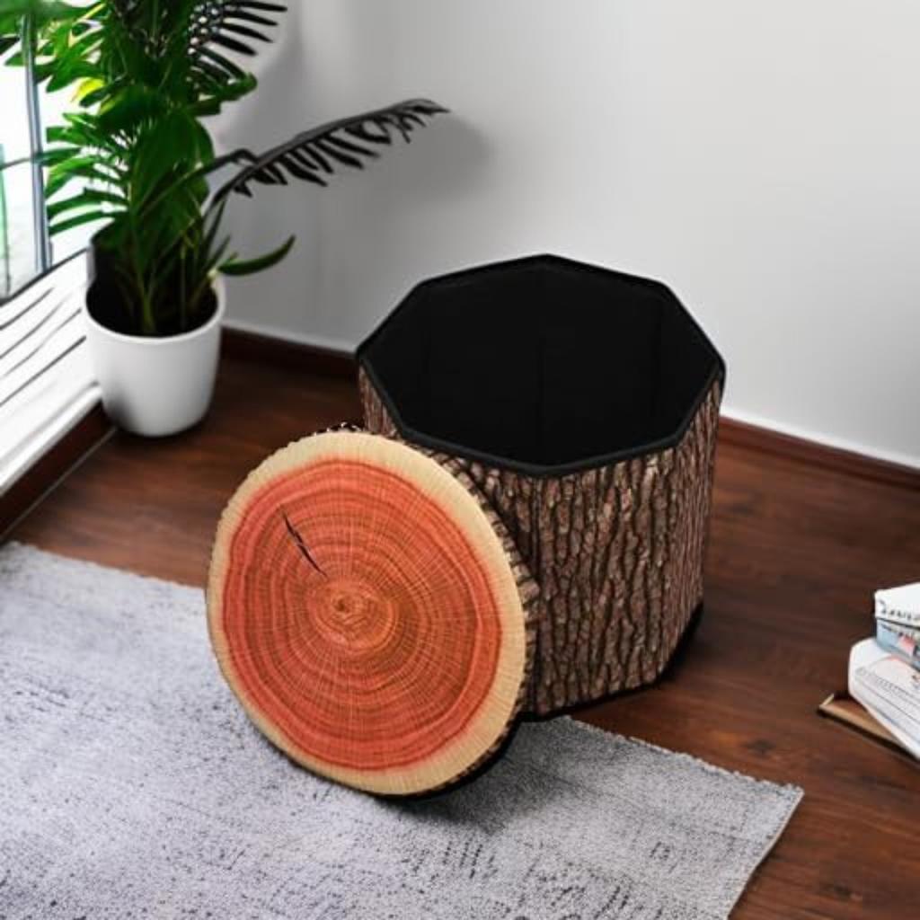 Табурет для хранения фруктов 30x30 см, пуф, симпатичный складной ящик для хранения игрушек с поролоновой подушкой, складное сиденье для хранения вещей (Пень)