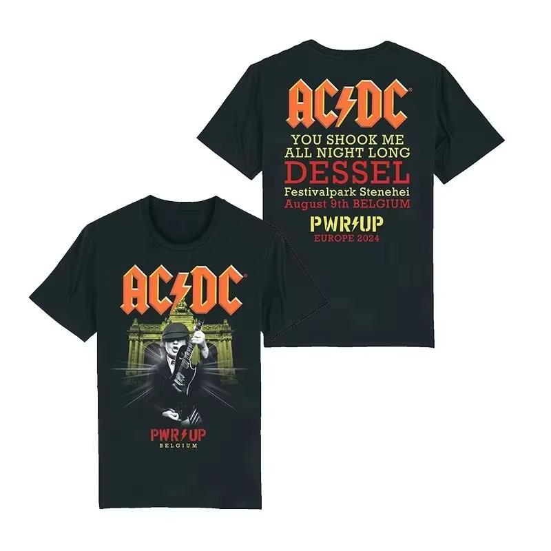 Лето 2025 Новые футболки ACDC Хлопковые футболки Хип-хоп Рок С коротким рукавом Бренд Мужские Женские Футболки Высококачественные Топы Уличная одежда