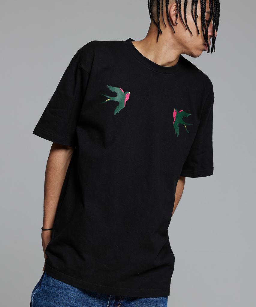 CREAM SODA LAB Swallow Twin Short Sleeve Tee Black