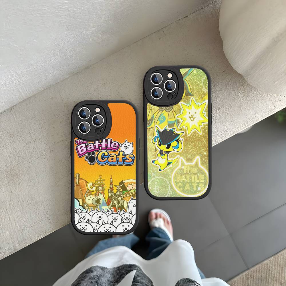 Кожаный чехол для телефона с изображением аниме-игры B-Battle Cats Для iPhone 16 15 14 13 12 11 Pro Max Plus Ударопрочный чехол