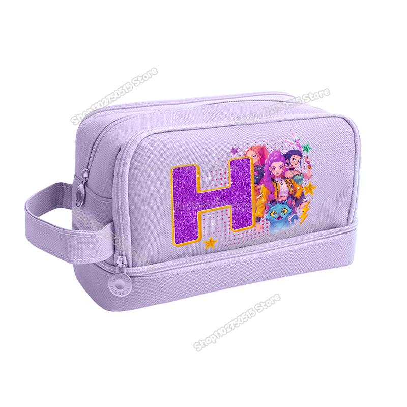 Kpop Demon Hunters Letter A-Z Pencil Bag Rumi Mira Zoey Girl Student Pencil Case High-capacity Stationery Pouch School Supplies