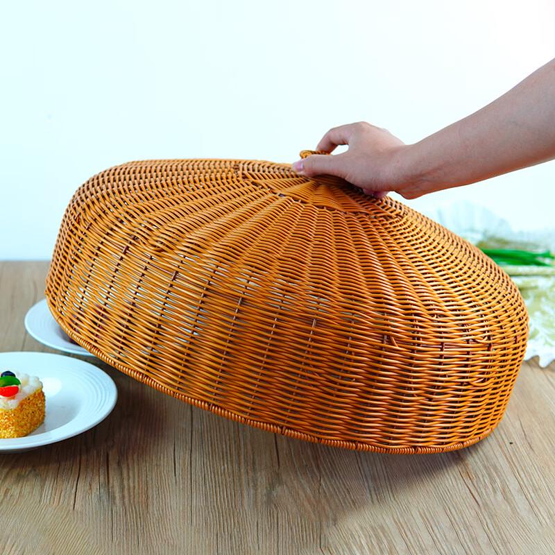 Круглая крышка для еды из искусственного ротанга, штабелируемая