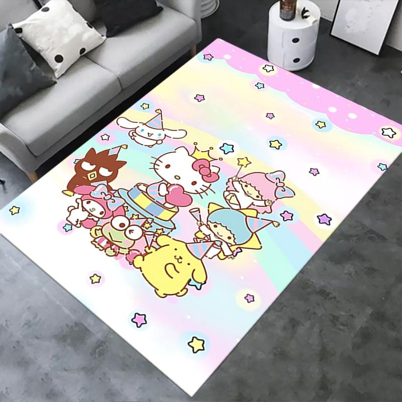 Office Rug Hello Kitty, Celebration Anti-Slip Rug, Machine Washable for Living Room, Bedroom, Office, Multiple Sizes, Bedroom Mat, Decorative Mat, Dur