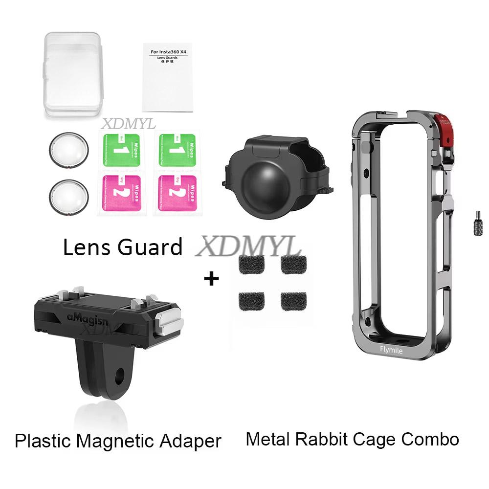 Aluminum Alloy Protective Case For Insta360 X5 Camera Frame Rabbit Cage With Silicone Lens Cover Cold Shoe and 1/4" Threads
