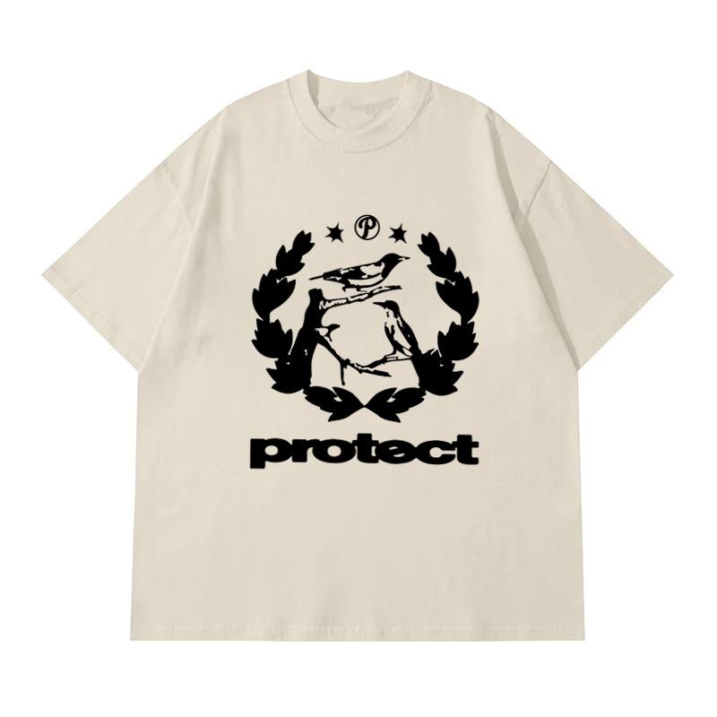 100 Cotton Oversized TShirt Men Bird Graphic Summer Vintage Print Tops Korean Fashion Y2k Streetwear Short Sleeve Tee Clothing