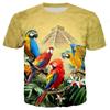 Fashion Fun Birds Parrot Graphic T Shirts Men Summer Casual Personality Animal Pattern Printed Short Sleeve Streetwear Tees Tops