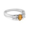 Citrine Elegant Three Stone Ring - 925 Sterling Silver