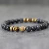 Новый браслет из натурального камня оникса и тигрового глаза для мужчин и женщин, латунные деревянные бусины, браслет-подвеска для пары, 8 мм, бисерный браслет, Pulsera