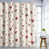Red Heart Shower Curtain Cream Background Waterproof Anti Mold Bath Liner Romantic Valentine Decoration For Bathroom Home