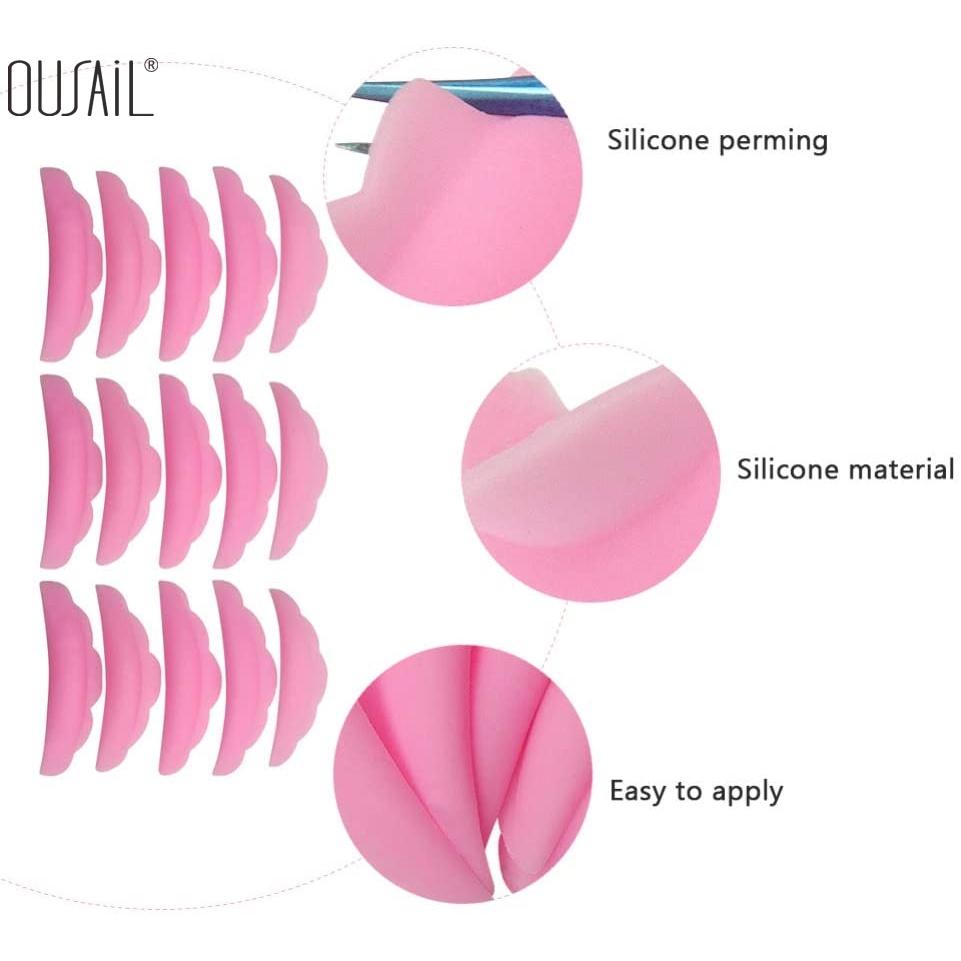 Eyelash Lifting Kit 5 Pairs of Silicone Eyelash Curler Pads Extension Accessories 3D Eyelash Curler Applicator Tool