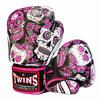 Боксерские перчатки Twins из натуральной кожи Sugar Skull PinkBlack 14 унций