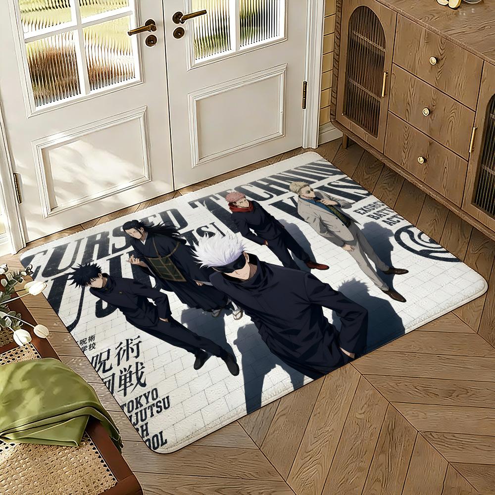 Jujutsu-Kaisens Anime Floor Mat Soft Thickened Absorbent Non-Slip Bedroom Living Room Door Mat Home Decor Flannel Rugs