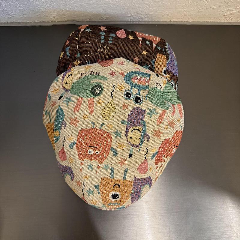 Винтажный берет с японским мультяшным монстром из дышащей хлопковой смеси для повседневной носки