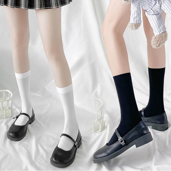 1 пара женских длинных носков в стиле Лолита, однотонные носки до середины икры, подходящая юбка выше колена, высокая эластичность, японский студенческий стиль, носки средней длины, одежда для косплея