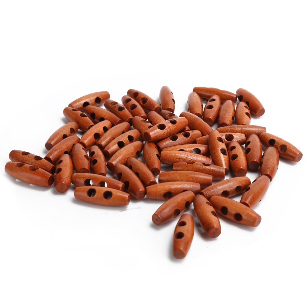 50pcs Reusable Wooden Toggle Buttons 2 Holes Design Wooden Sewing Buttons For DIY Crafts