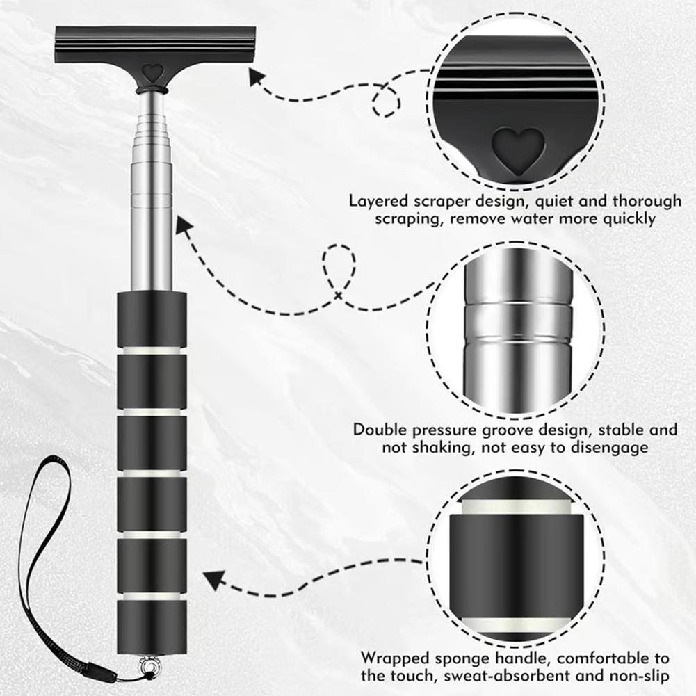 Портативный инструмент для мытья окон Rainy Glass Стеклоочиститель Выдвижная ручка Автомобильный скребок для боковых зеркал Телескопический скребок для зеркал заднего вида