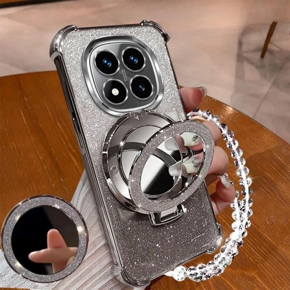 Phone Case For Infinix Note 30 40 50 Pro Smart 9 8 5 Hot 50S 50i 30i Bracket Mirror With Crystal Chain Shock-Absorbing Ahell