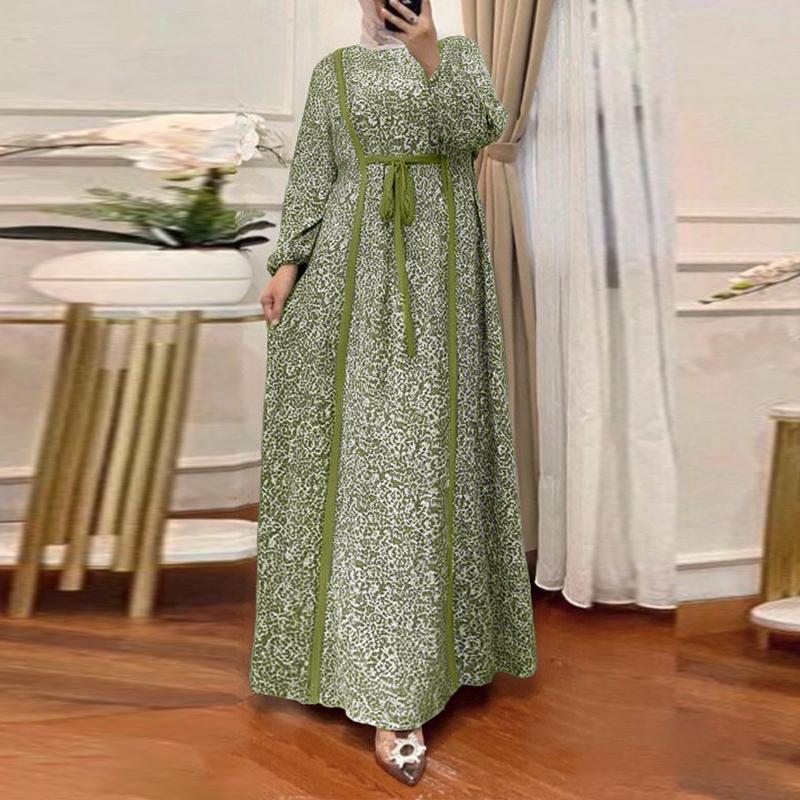 Round Casual Zanzea Women Neck Loose Long Sleeve Print Dress