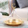 Metal Ramadan Tray with Clear Dome Acrylic Lid Mini Cake Candy Tray Reusable Dessert Tray Round Food Storage Organizer for Nuts