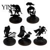 Decorative Silhouette Figurine Halloween Shadow Candle Holder, Spooky Ghost Skull Candlestick Decoration, Tealight Stand Vintage Wooden Tea Light for