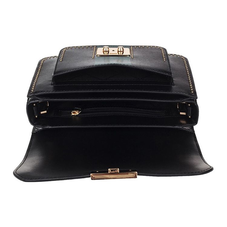 Michael Kors MK Sloan Сумка-мессенджер из кожи с клапаном, золотой пряжкой и звездными заклепками Женские сумки 30F8GS9L3Y-BLACK-MULTI