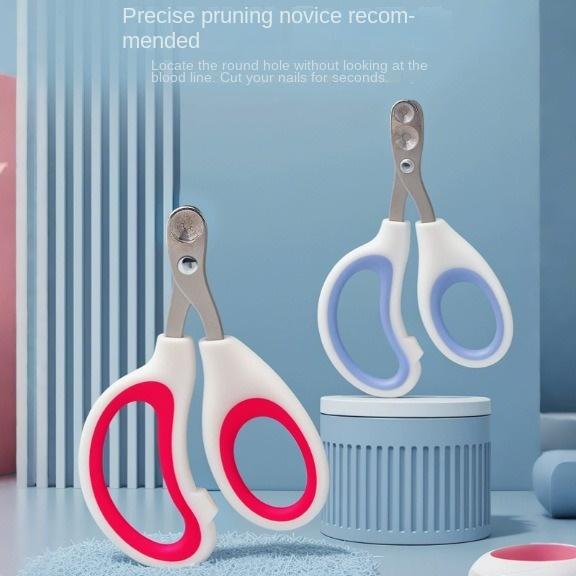 Cat Nail Clippers Stainless Steel Pet Blind Cut Nail Trimmer with Round Hole Safety Guard for Cats and Dogs Silver