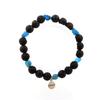 Stones and Minerals. Blue Apatite Bracelet from Brazil + 8 Mm Lava Beads. Made In France.