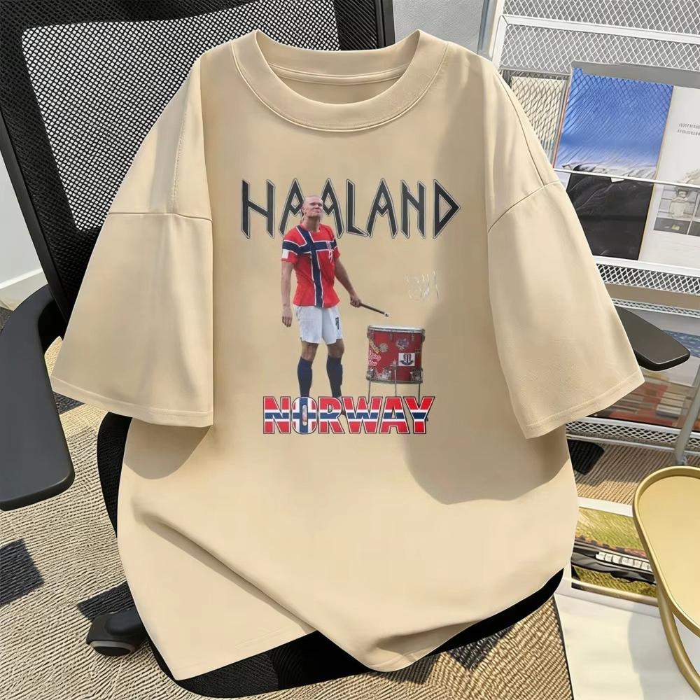 Erling Haaland Norway Vintage Tshirt Men And Women Summer Clothing Fashion High Quality Short Sleeved Top Streetwear