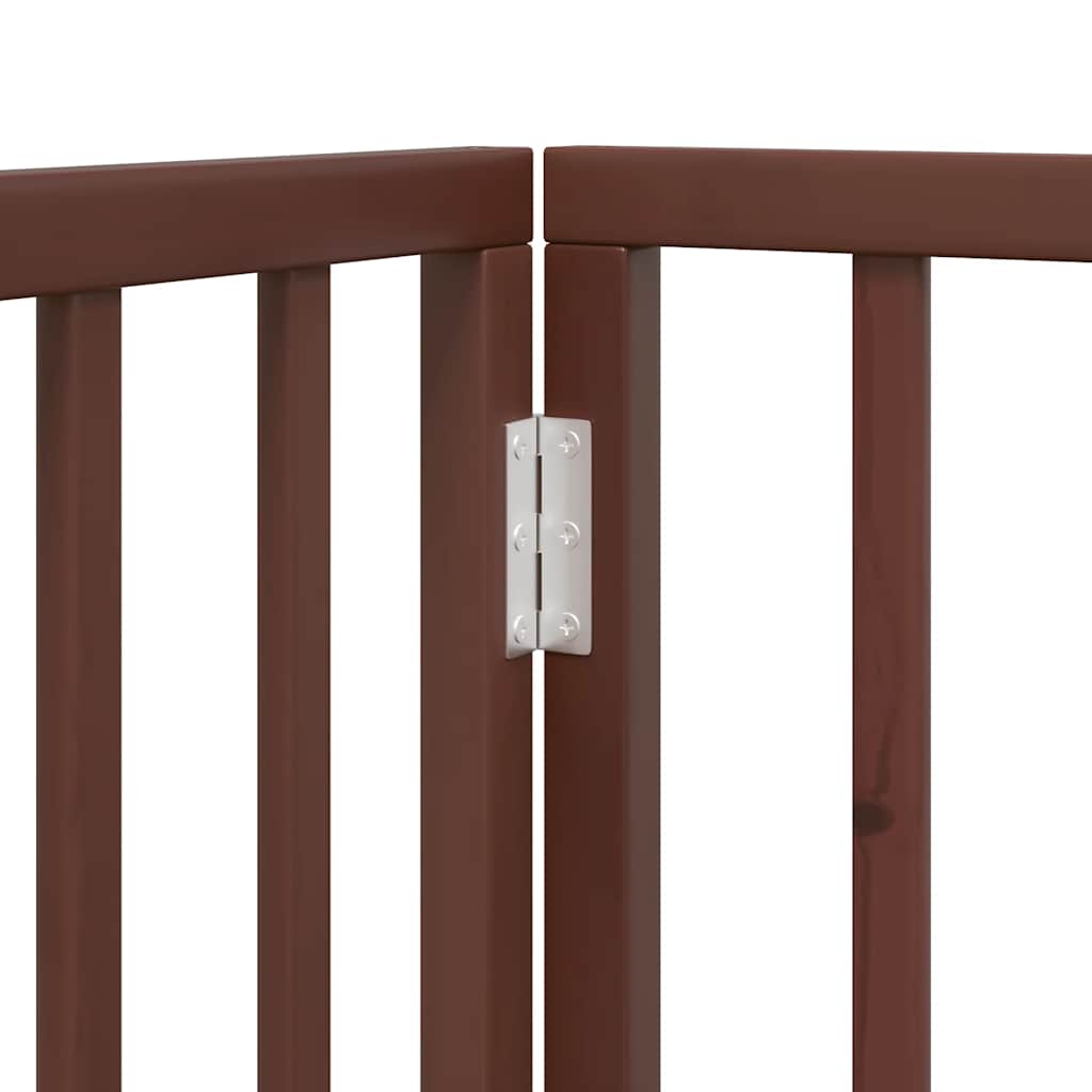 Foldable Dog Gate with Door 4 Panels Brown 320 cm Poplar Wood
