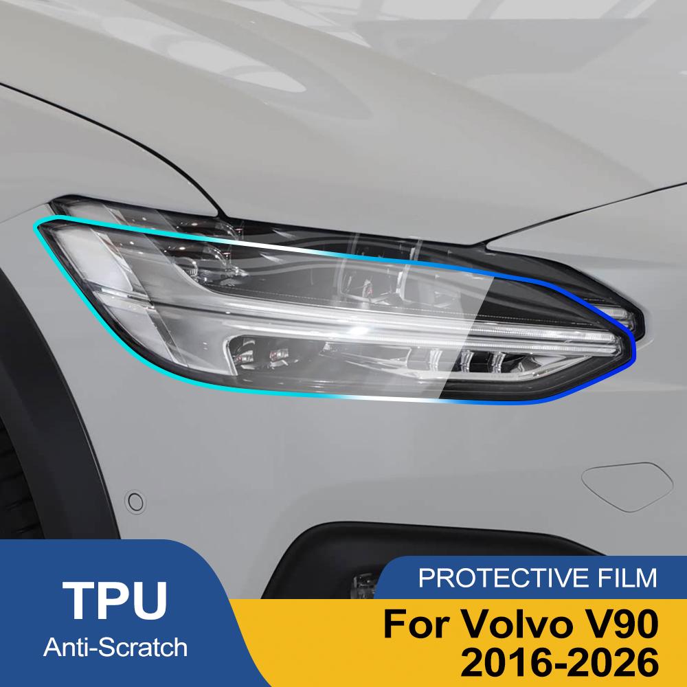 Для Volvo V90 2016-2026 Дымчато-черный Высокоглянцевый Готовый к установке ТПУ Защитная пленка для фар автомобиля PPF Антицарапающаяся Виниловая обертка Комплект чехлов