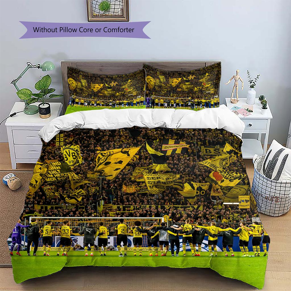 Dortmund Pattern Bedding Home Decoration Birthday Gift (1 * duvet cover + 2 * pillowcase, without core)