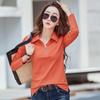 Весенне-осенняя женская блузка со свободными лацканами и молнией, удобная повседневная рубашка с длинным рукавом
