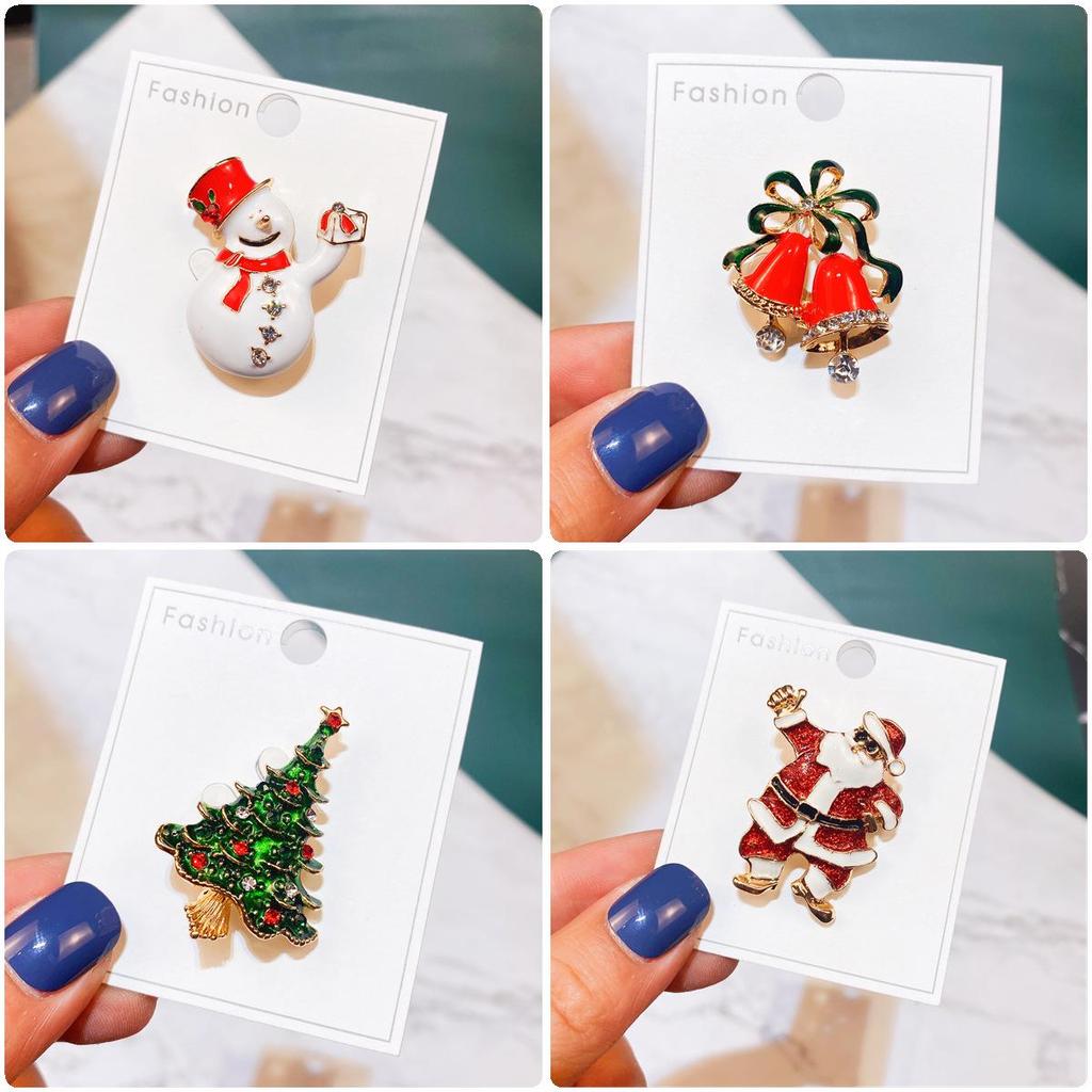 Брошь Christmas Yimu из сплава - Санта-Клаус и елка, украшение-бутоньерка