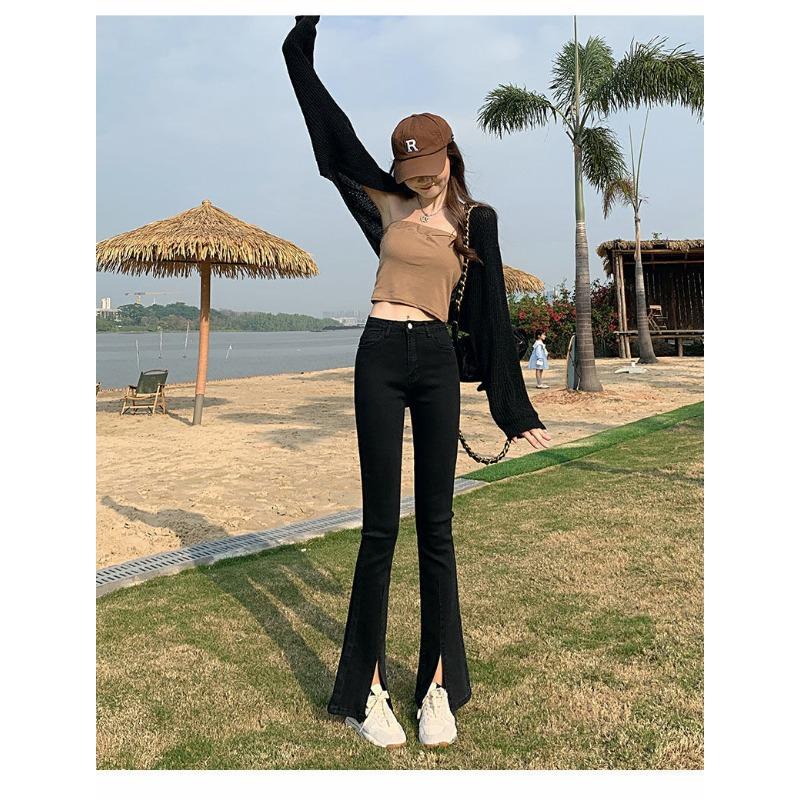 Расклешенные брюки Straight Tube Slim Stretch с высокой талией