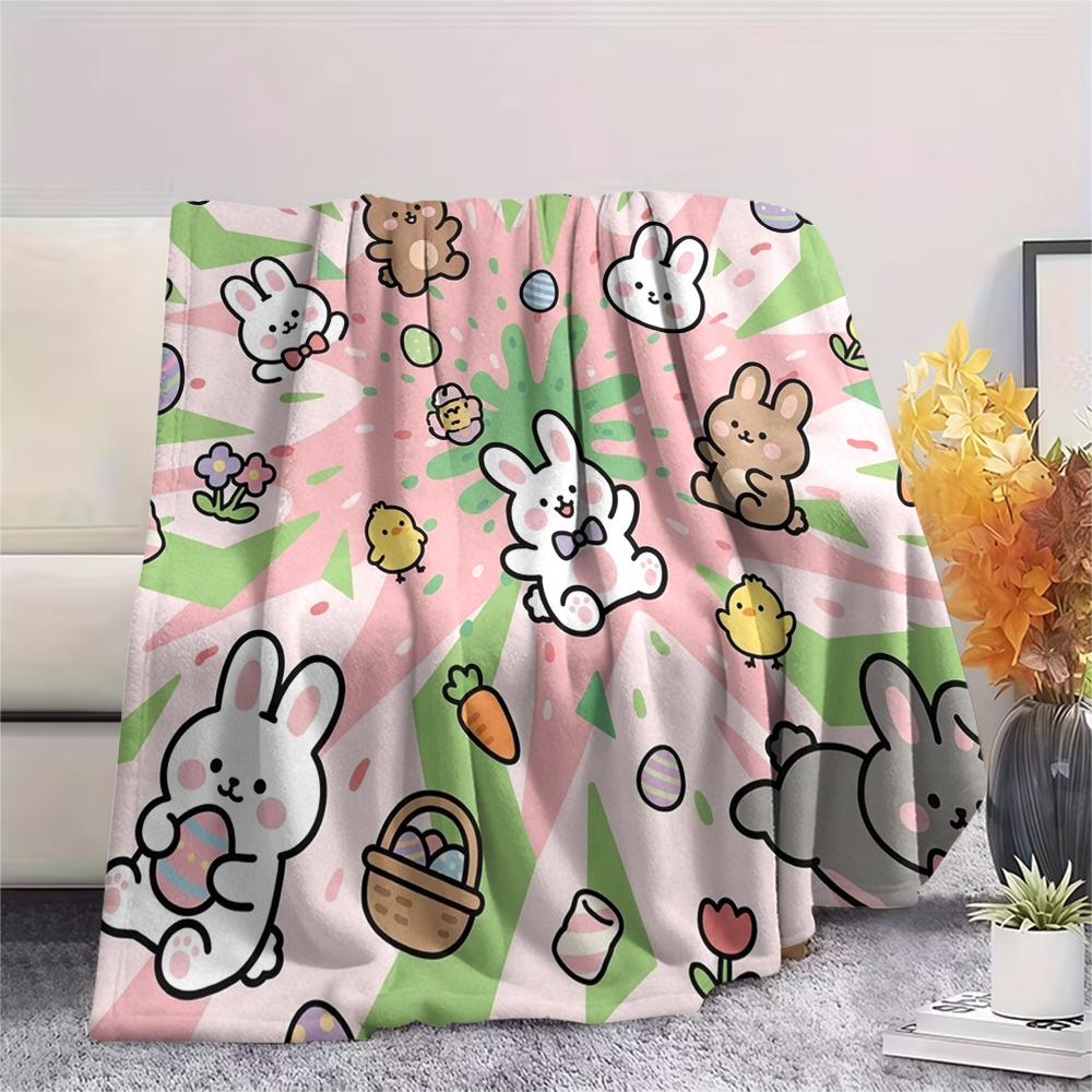 1Pc Cute Cartoon Print Flannel Blanket, High quality Comfortable for All Seasons, Home Decor, Warmth and Comfort, Perfect for Christmas Gifts W47