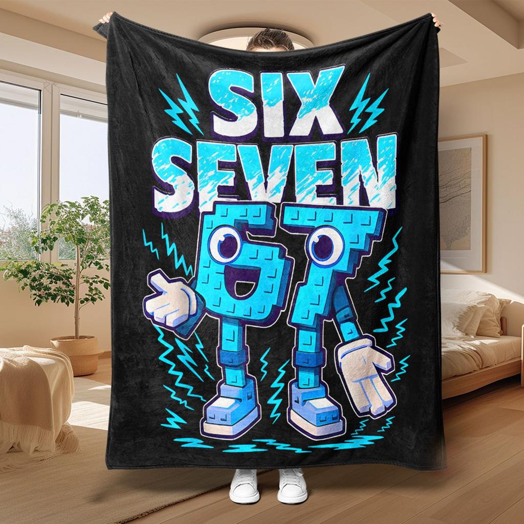 67 model robot fleece blanket is machine-washable and suitable for use on sofas, beds, for travel, camping, and in living rooms