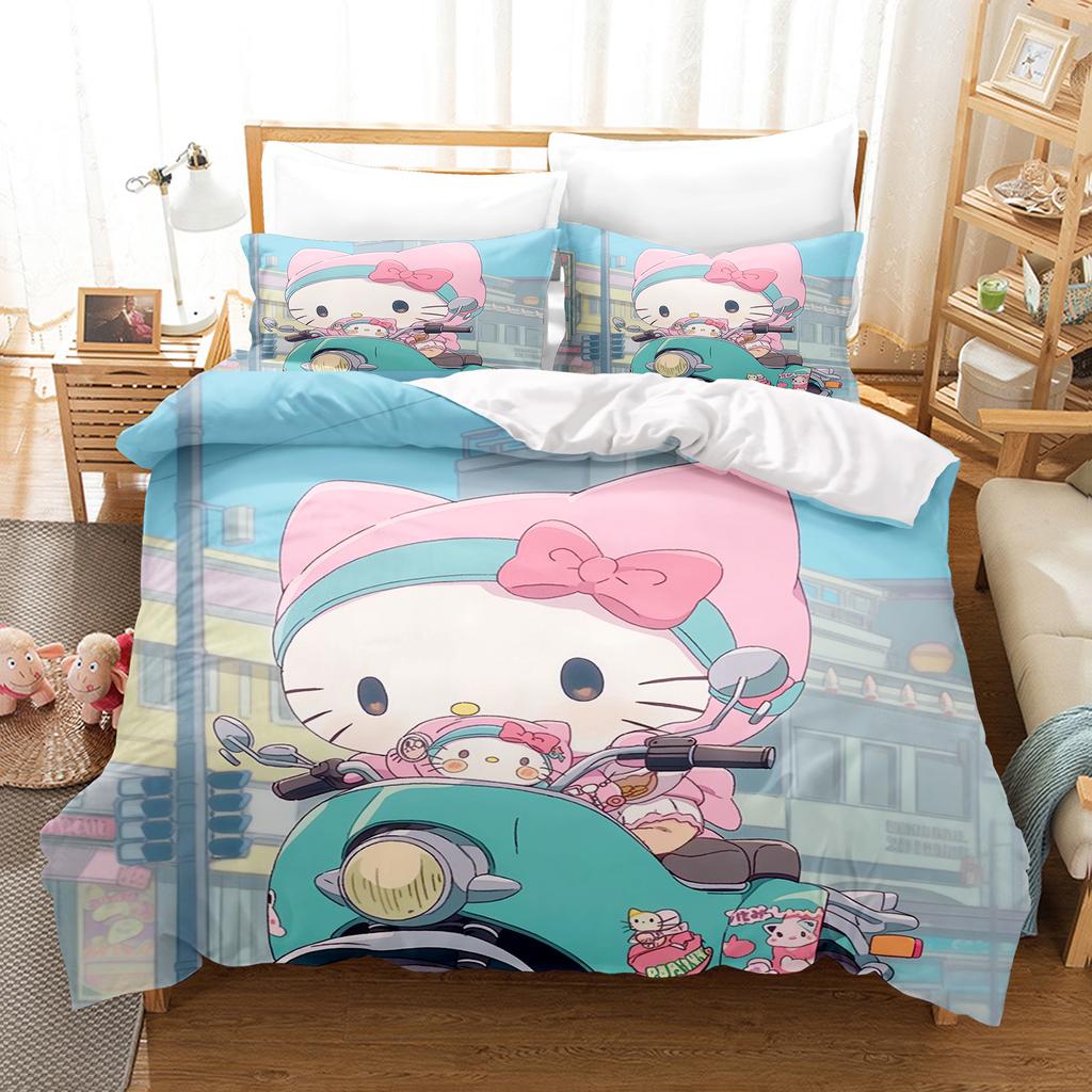 Hello Kitty Спальня Детский Комплект Постельного Белья Пододеяльник Комфорт Королева С Наволочкой Рождественские Подарки Дом