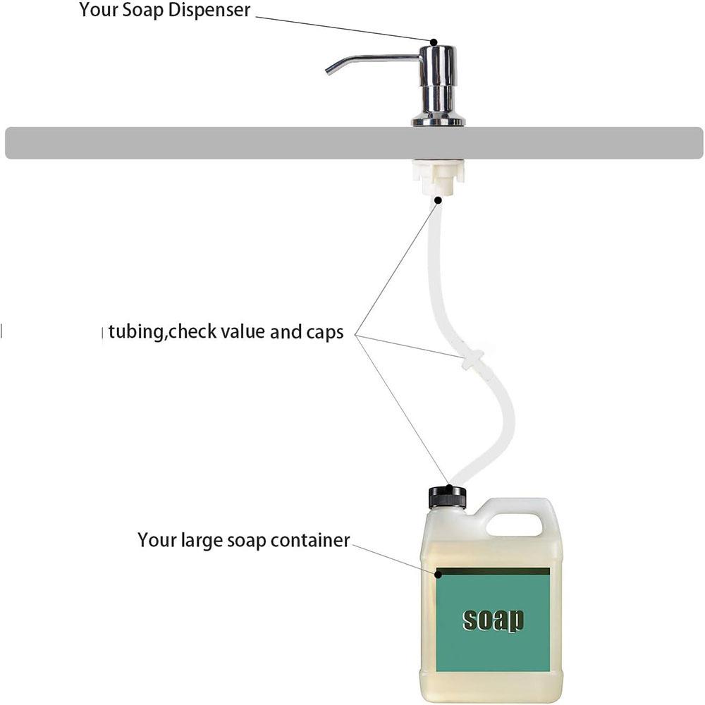 Дозатор мыла для раковины 360° из нержавеющей стали, кухонный, ручной, для жидкого мыла, длина 2,17 дюйма