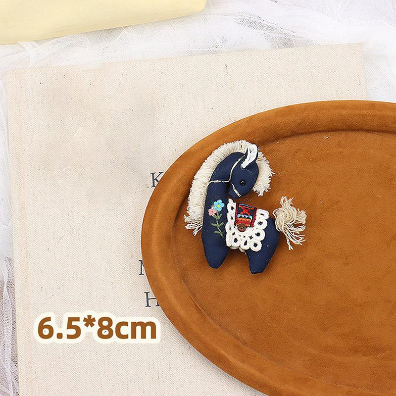 Милая тканевая розовая клетчатая брошь-аксессуар с мультяшным пони, вышитая мягкая игрушка-животное для аксессуаров для одежды