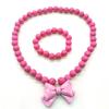 1 Set Princess Gift Necklace Bracelet Set Adorable Bow Candy Color Eco-friendly Bow Necklace for Girls