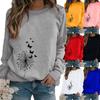 Winter Women's Dandelion Printed Round Neck T-shirt Plus Size Casual Long Sleeve Tops Comfortable Sweatshirt