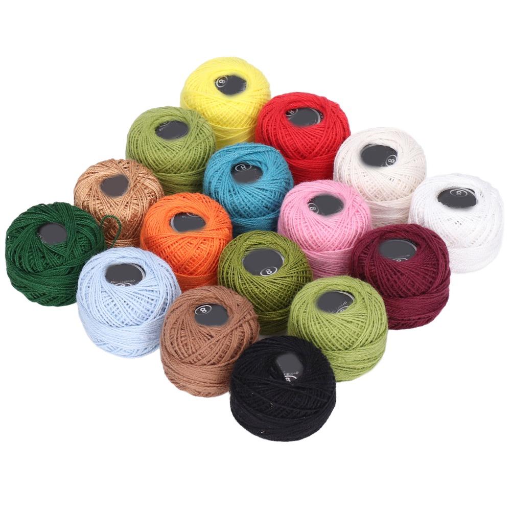 16pcs Natural Crochet Cotton Multi-Colors Jute Twine Rolls Durable Crochet Thread Present Wrapping
