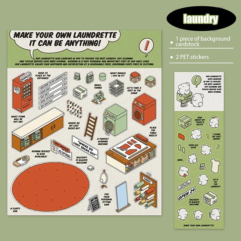 1 набор забавных наклеек для супермаркета, выпечки, милых корейских мультяшных сцен для взрослых и детей, снятие стресса, сделай сам, 3D-наклейки для дома
