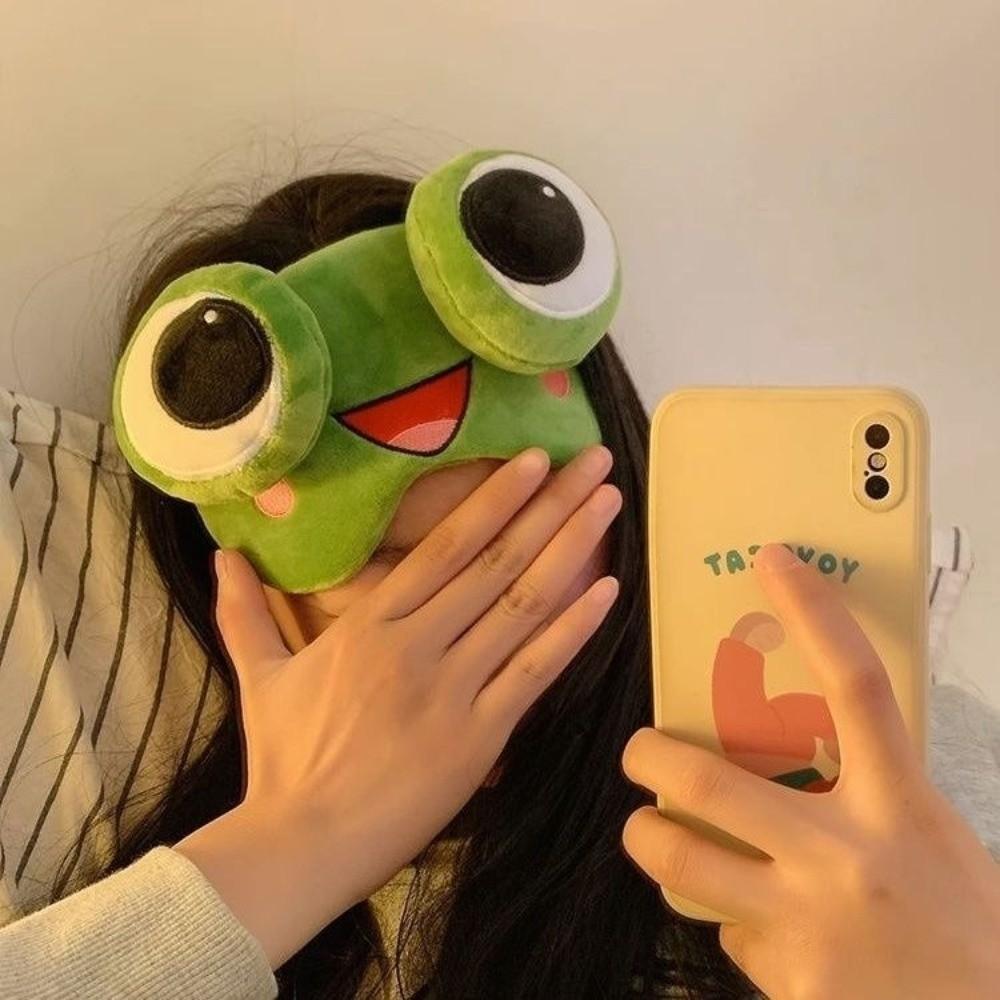 Skin-friendly Frog Sleep Eye Mask Cartoon Plush Sleeping Eye Cover Lovely 3D Eye Mask Dream Night