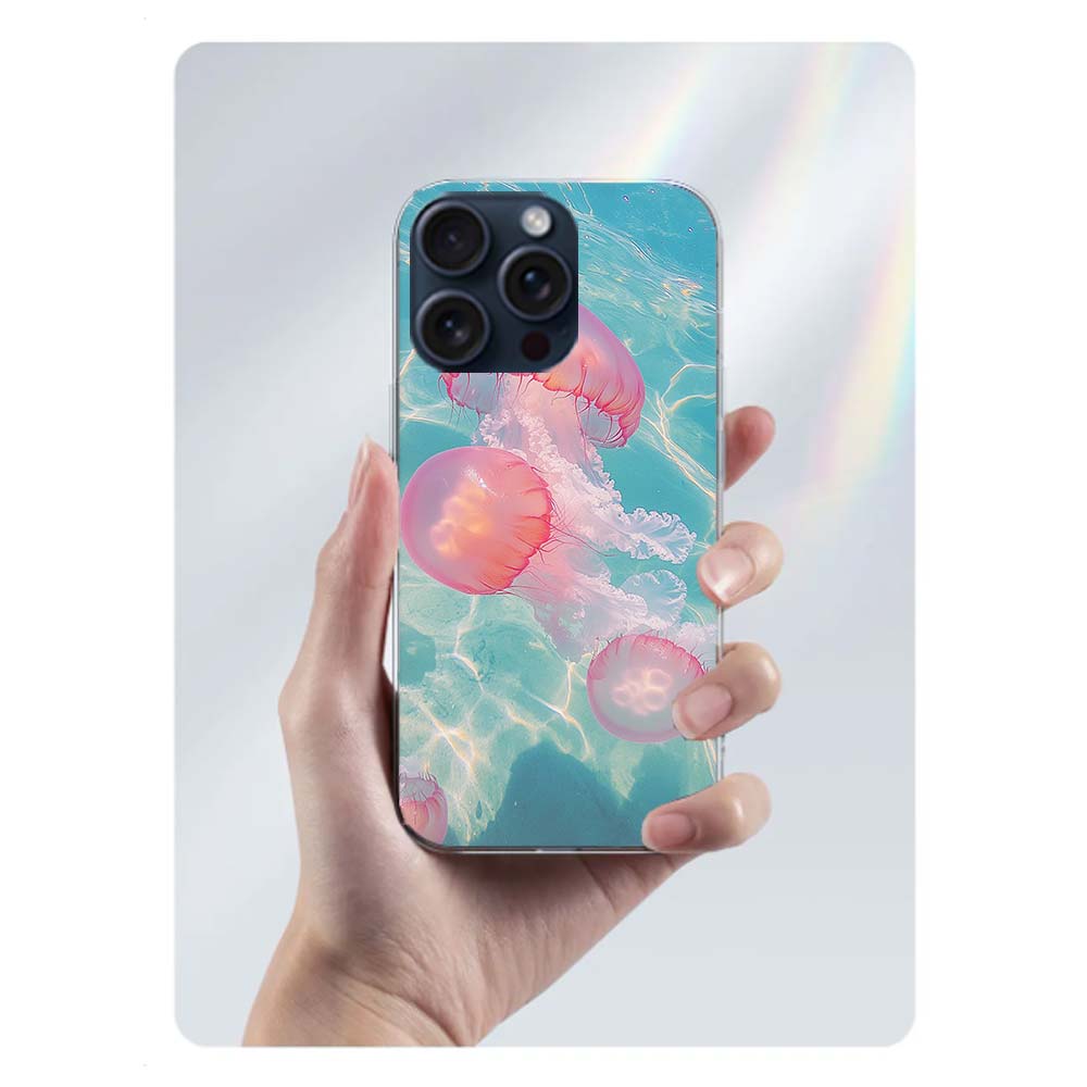 Enchanting Neon Jellyfish Clear Phone Case For Iphone 17 Air 16 Pro Max 15 Pro 14 Plus 17E 16E 11 13 12 Mini Cover Cases Fundas