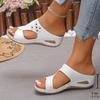 Summer New Large-size Women's Shoes Hollow Solid Color Open-toed Slope Heel Fish Mouth One-character Casual Slippers