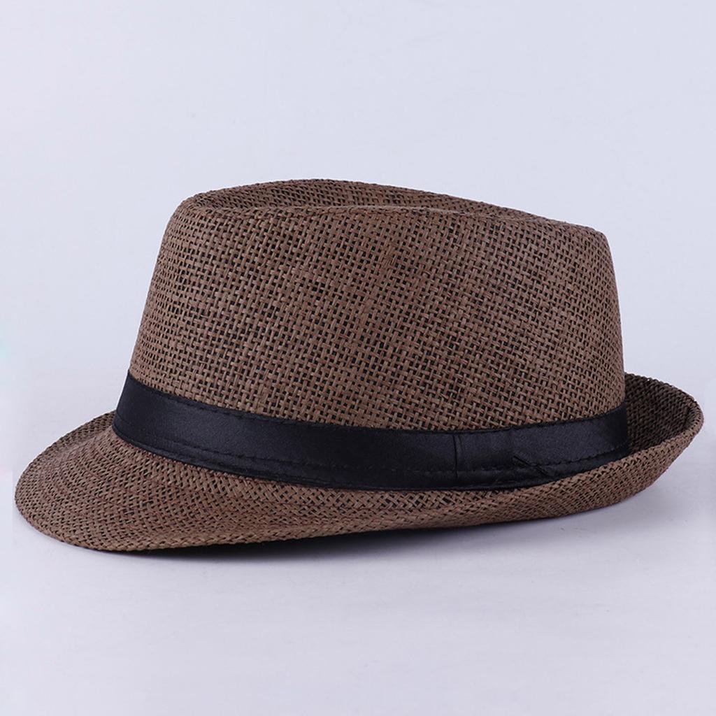 Classic Panama Hat Unisex Gangster Cap Beach Sun Hat Band Sunhat